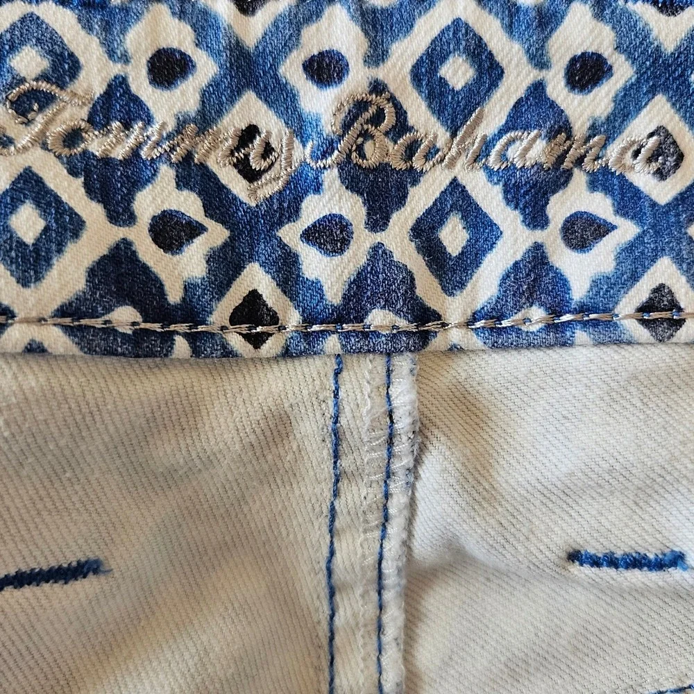Tommy Bahama Ella Twill High Rise Ankle Pants Turkish Sea Blue Diamond Print 14